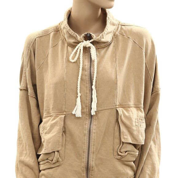 Free People We The Free Dune Buggy Cardigan Jacket Top Cotton Terry L NEW 284178 - Picture 6 of 9